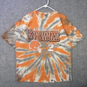 Vintage Cleveland Browns Shirt Mens XL Orange Tie Dye NFL Football Tim Couch 90s